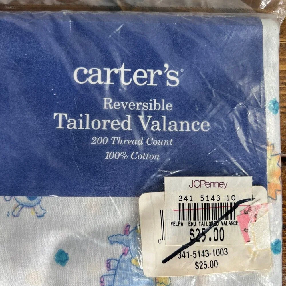 VTG Carter’s Curtain Valance Jungle Elephants Lions Giraffes 21.25”x90” NOS